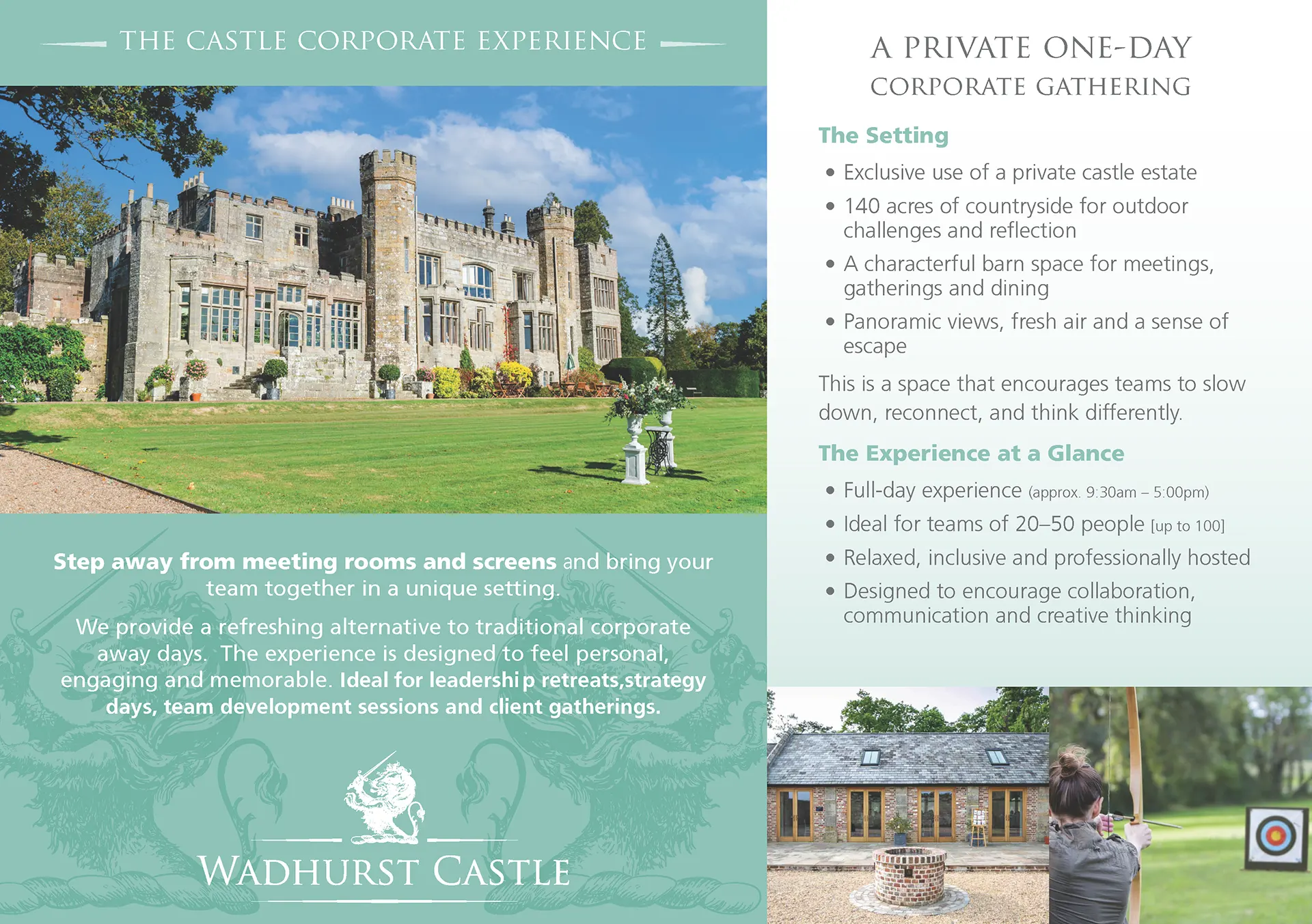 Wadhurst Castle Corporate Events Venue Hire Brochure Page 1