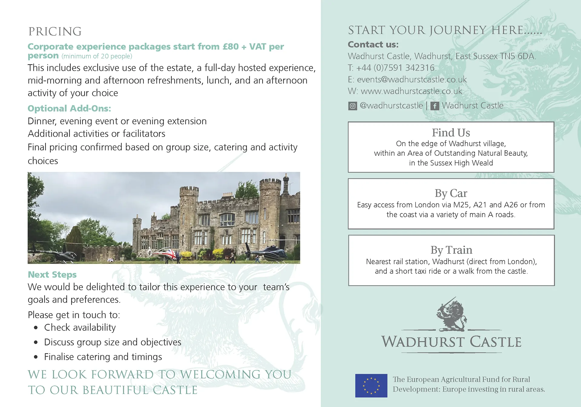 Wadhurst Castle Corporate Events Venue Hire Brochure Page 2